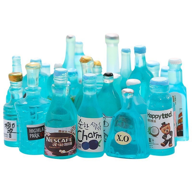 Mélange de bouteilles bleues