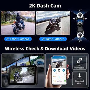 Xách tay màn hình cảm ứng Carplay & Android Auto 5.5 ''màn hình <span class=keywords><strong>DVR</strong></span> IP67 không thấm nước cho xe máy MP5 Máy nghe nhạc Front & Rear máy ảnh - Product Image 3