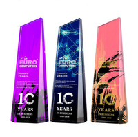Trofeo de Cristal Transparente Ecológico al por Mayor, Estilo Pirámide, Personalizado con Impresión por Sublimación para Premios y Regalos Empresariales