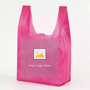 Wholesale Custom Logo Portable Supermarket Non Woven T-shirt Shopping Vest Bag with Recycled <b>Materials</b> PE for Exhibition - Product Image 3