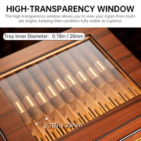 CIGARLOONG Humidor à cigares en cèdre de qualité supérieure, 4 niveaux, capacité d'environ 110 cigares, tiroir à accessoires en bas, vitrine en verre
