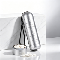 Organisateur de pilules de voyage en aluminium, étanche, boîte à pilules hebdomadaire en métal, étui portable pour pilules de vitamines et compléments alimentaires