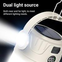 Lámpara LED de Energía Solar con Pantalla LCD Digital, ABS IP44, Recargable, para Exteriores, Camping y Puestos de Mercado Nocturno