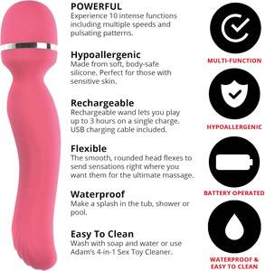 <span class=keywords><strong>Adam</strong></span> <span class=keywords><strong>Eve</strong></span> Intimate Curves Vibrateur en silicone rechargeable 10 vitesses Baguette de massage Stimulateur clitoridien étanche 7.75 pouces Rose - Product Image 6