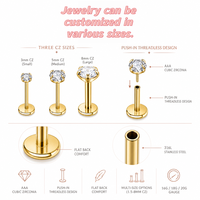 Boucles d'oreilles unisexes Helix en acier inoxydable avec micro-pavé de zirconiums et fermoir à vis pour grossistes en bijoux de piercing