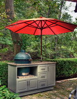 Kejia Vente en gros bon marché Armoires de cuisine extérieure Île de barbecue Table en marbre Armoire de cuisine extérieure en bois avec four
