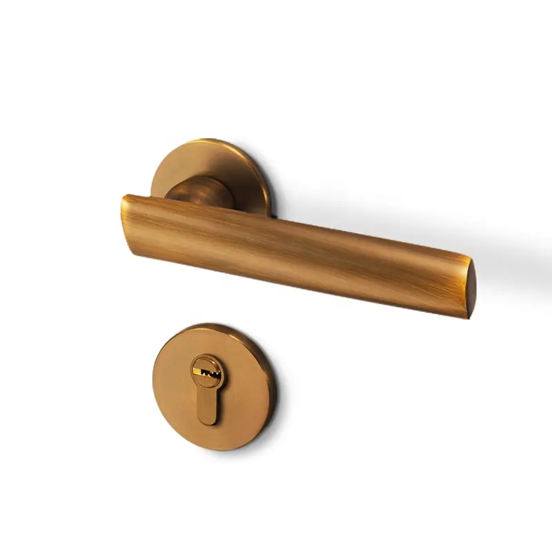 Yonfia A8182R02 Furniture hardware antique aluminium door handle Brushed brass bronze door handles for interior door bedroom