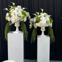 Weiß-Grünes Seiden-Kunstblumen-Arrangement mit Orchideen, Rosen, Calla-Lilien, Blumencluster für Boden, Blumen-Ecke, Girlande und Bogen-Dekoration