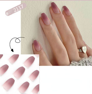 12 faux ongles en acrylique style français, romantiques, artistiques, en forme d'amande, couleur bonbon, à coller, pour rendez-vous et soirées - Product Image 6