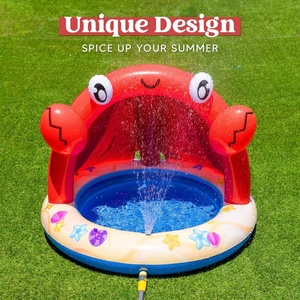 Piscine gonflable en PVC en forme de crabe avec auvent et arroseur, 41*31 pouces, couleur rouge, pour les enfants, pour jouer en extérieur ou dans la piscine - Product Image 4