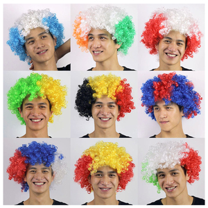 Chapeau Perruque Bouclée Rouge Blanc Bleu pour Fans de Football, Sport, Drapeau National, Fête du Carnaval du 4 Juillet - Product Image 1