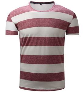 เสื้อยืดแขนสั้นลายทางคลาสสิกสำหรับผู้ชายผ้าถักน้ำหนักเบามีสไตล์เพื่อความสบายในทุกๆวัน - Product Image 3