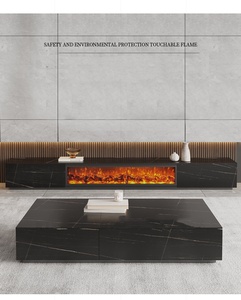 <span class=keywords><strong>Cheminée</strong></span> Électrique à LED Design <span class=keywords><strong>Moderne</strong></span> de Luxe <span class=keywords><strong>avec</strong></span> Tube Lumineux Coloré Personnalisé, Meuble TV, Table en Bois et Pierre Frittée pour <span class=keywords><strong>Salon</strong></span> - Product Image 1