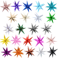 Ballons en aluminium étoiles multicolores en gros, ballons étoiles à 12 pointes pour la décoration de fonds de fêtes d'anniversaire et de mariages