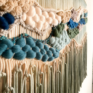 <span class=keywords><strong>Tapisserie</strong></span> murale tissée texturée à plusieurs couches, paysage bleu dégradé, macramé, pour chambres classiques de luxe - Product Image 2