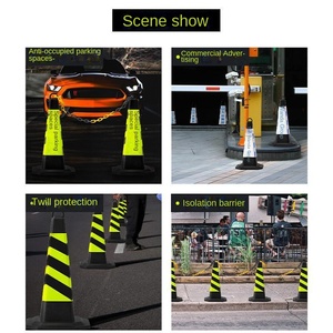 مخروط مرور مربع عاكس للضوء من البلاستيك والمطاط بطول 70 سم، أسود عاكس من الدرجة 3M، حاجز تحذير للطرق وعلامة عدم الركن - Product Image 4