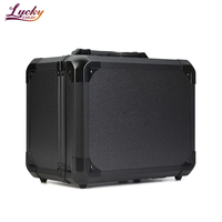 Étui de transport en aluminium noir de qualité supérieure pour écouteurs LCD, antichoc, verrouillable, étui de rangement en aluminium de voyage avec mousse découpée en EVA