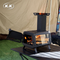 Estufa de Leña Kawagebo Kamp (KK) de Acero al Carbono con Ventana de Vidrio Resistente al Calor para Acampar al Aire Libre