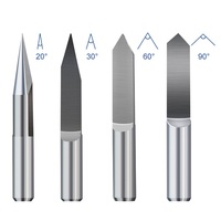 HOZLY 3A 3.175mm Fresa de grabado CNC de precisión para tallado, en forma de V, 2 filos, de carburo, herramienta de corte ODM OEM