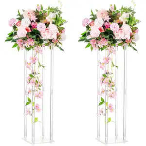 Crystal Acrílico Flower Stand pedistal stand Tabela Principal Ornamentos Casamento Acrílico Centerpiece Flower Stand