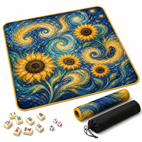 Tapis de Mahjong Américain Original Luxe Tournesol, Tapis de Mahjong Personnalisé en Néoprène Inodore, Nappe de 31,5 Pouces, DDP USA