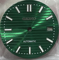 Cadran en acier inoxydable de 28.5mm pour mouvements mécaniques NH35/36 fort vert lumineux pour pièces de montre Nautilus Mod