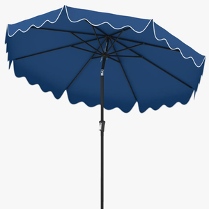 Modern Ekstra Büyük UV Koruyucu Rüzgar Geçirmez Veranda Şemsiyesi Açık Hava Şemsiyesi Havuz Kenarı Yuvarlak Mavi Krank Kolu Eğimli - Product Image 1