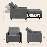 Canapé-lit convertible 3-en-1 en tissu lin moderne pour appartement, salon, bureau – Vente en gros