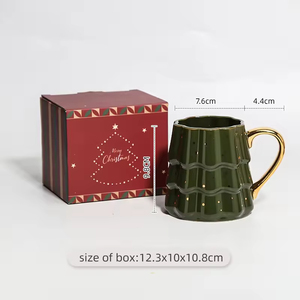 Caneca de Cerâmica Fofa em Formato de Árvore de Natal com Padrão Vermelho, Capacidade de 300ml, Conjunto de Caixa de Presente para Festas, para Café ou Bebidas Quentes, Segura para Alimentos - Product Image 6