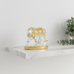 Escultura de Metal Blanco Plateado y Pulido con Diseño de Ternero, Hecha a Mano en 3D, Arte Religioso Tradicional, Antiguo y Moderno, Sagrado Jai - Product Image 3