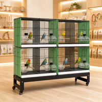 Cage d'élevage d'oiseaux séparable, facile à nettoyer, antirouille, double volière en fil de fer, métal vert, vente directe usine OEM