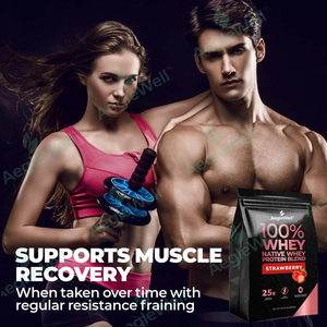 Aeglewell Mélange de protéines de lactosérum 100% natif à bon prix, isolat de protéines de lactosérum, saveur fraise, 2 lb /32 oz (907g) - Product Image 4