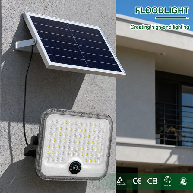 Factory Supply Wall-mounted Plastic 100W-500W Light Adjustable Outdoor Waterproof Led Solar Power Flood Light with Panels