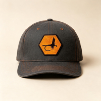Casquette de baseball unisexe en coton lavé à six panneaux avec patch personnalisé pour la pêche à la mouche hexagonale, idéale pour les sorties de pêche en rivière et les clubs de pêche en extérieur