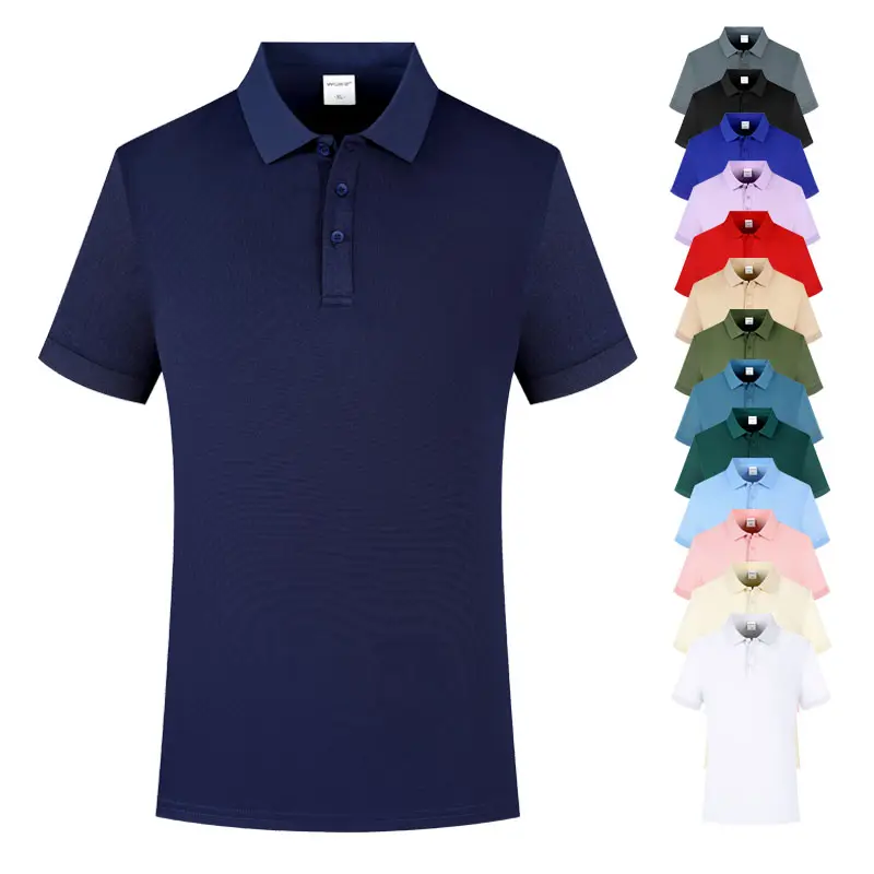 Camisas polo masculinas bordadas de manga curta com logotipo personalizado, uniforme bordado, desenho personalizado com logotipo bordado