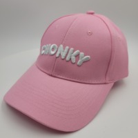 Gorra de Béisbol Deportiva Personalizada de Algodón Terry Negro y Rosa con Bordado 3D y Estampado Puff, de Alta Calidad y Ajustable con Cierre a Presión