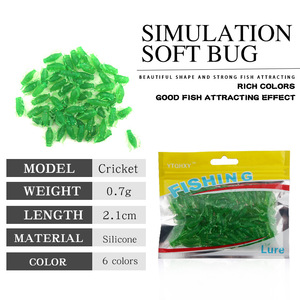 Señuelos de Pesca al aire libre, cebos de seis colores de 2,1 cm/0,7g, simulación colorida, cebo suave de Grillo, 50 Uds. - Product Image 3