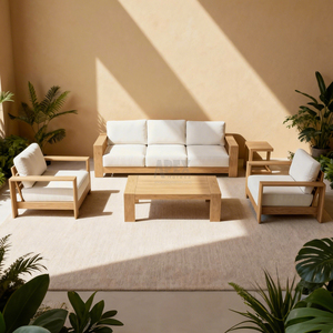 Sofá de Patio Impermeable Estilo Nórdico, Sofá de Madera de Aluminio para Exteriores, Muebles de Jardín para Hotel, Terraza - Product Image 1
