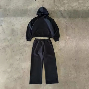 Felpa con Cappuccio da Uomo in Cotone Felpato Tinta Unita Pesante 500/400gsm, Vestibilità Oversize Boxy Corta, Felpa Personalizzata da Produttore - Product Image 1