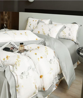 Ensemble de literie de luxe imprimé Lyocell-Tissu de soie écologique doux de qualité supérieure de 4 pièces, design élégant pour une expérience de sommeil