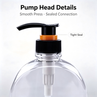 Bouteille pompe à lotion en plastique PET transparente personnalisée de 500 ml, vide, rechargeable, distributeur de savon liquide pour cosmétiques, shampoing, gel douche