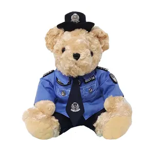 Grosir boneka hewan lucu kustom boneka lembut mainan boneka binatang lucu Promosi boneka beruang mini dengan seragam polisi mainan