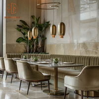 Table et banquette incurvées pour restaurant, café, salon de thé – Ensemble mobilier avec chaises et canapé banquette