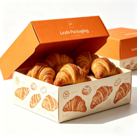 Boîtes en papier recyclables pour pain, croissants, sandwichs et biscuits, emballages pliables pour vente en gros