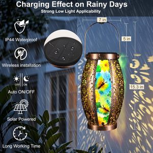 Lampada <span class=keywords><strong>Solare</strong></span> LED da Esterno Design a Farfalla 2 Pezzi 7x15.3 Pollici in Ferro con Telecomando Dimmerabile Impermeabile <span class=keywords><strong>Lampadario</strong></span> Cavo con Fascio a 360° - Product Image 4
