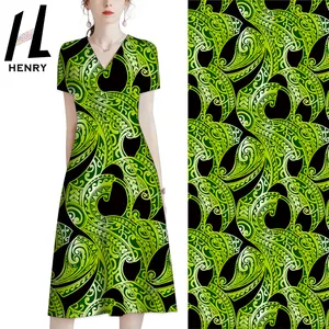 亨利风格人造丝面料100% 粘胶部落花卉定制图案服装夏季热卖码