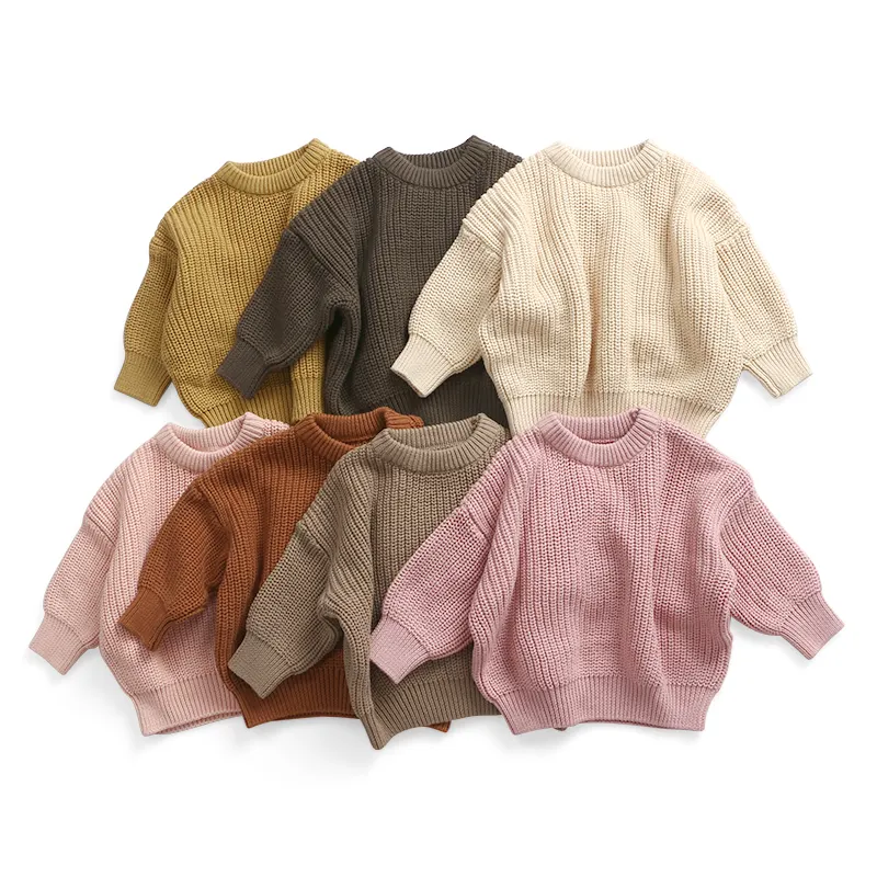 Hohe Qualität auf Lager Pullover Kinder kleidung einfarbig gestrickte Baumwolle Baby pullover