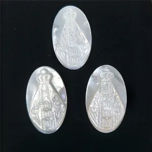 Wholesale Mother of pearl Religious Virgin Mary Sea Shell Carving For Jewelry