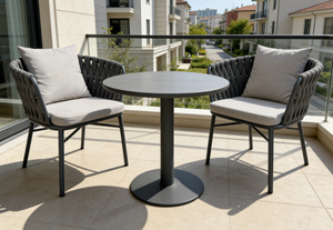 Sillón Moderno Gris <span class=keywords><strong>para</strong></span> Exteriores con Respaldo de Cuerda Tejida y Cojines <span class=keywords><strong>para</strong></span> Patio, Jardín o <span class=keywords><strong>Terraza</strong></span> - Product Image 5