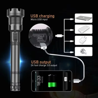 Lampe torche XHP90 à haute luminosité, en alliage d'aluminium, rechargeable par Type-C, zoomable, lampe de recherche tactique, étanche, lampe de poche